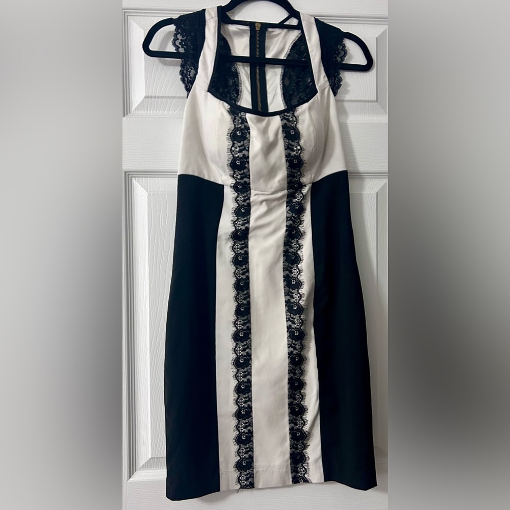 Rampage Elegant Black and Cream Lace Dress
